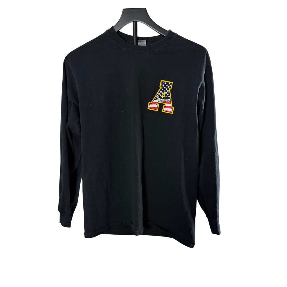 Appalachian State Mountaineers Long Sleeve Shirt Black USA Flag Logo Mens Medium